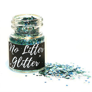 Biodegradable glitter in glass jar